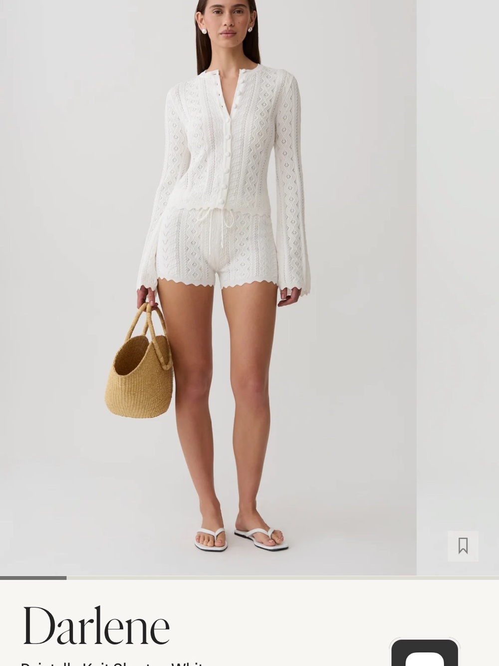 Meshki Pointelle Knit Shorts - White